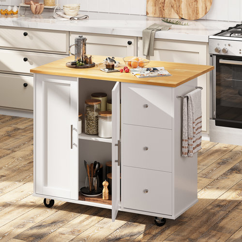 Syros Kitchen Island Cart White